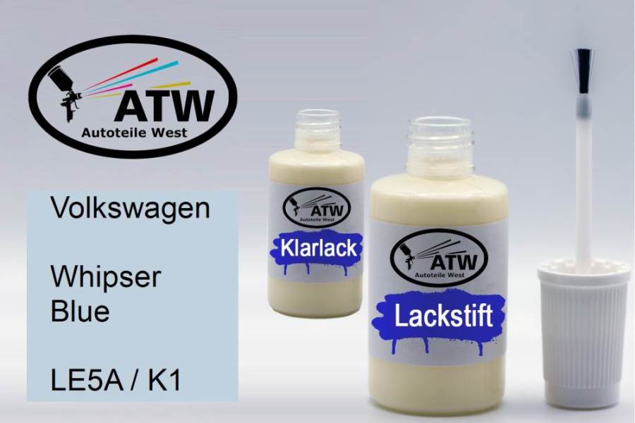 Volkswagen, Whipser Blue, LE5A / K1: 20ml Lackstift + 20ml Klarlack - Set, von ATW Autoteile West.